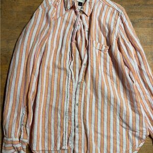 Universal Thread Women's Orange and White Striped Button-Down Shirt